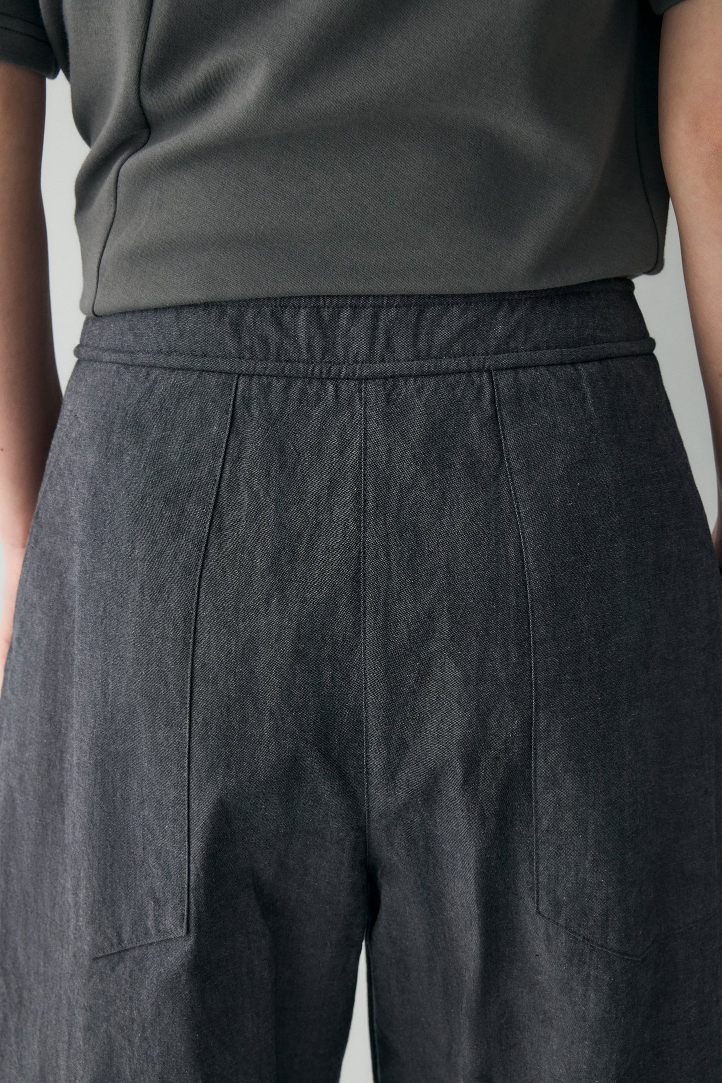 COTTON-LINEN BELTED PANTS