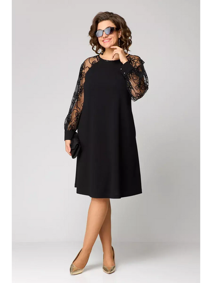 👑[S-5XL]👗Elegancka czarna seksowna koronkowa sukienka