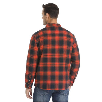 Men's Flannel Shirt Jacket with Quilted Lined Long Sleeve Plaid Coat