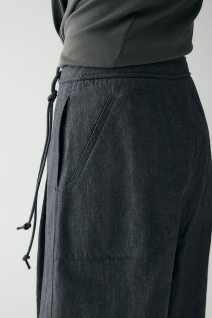 COTTON-LINEN BELTED PANTS