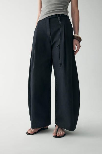 COTTON-LINEN BELTED PANTS