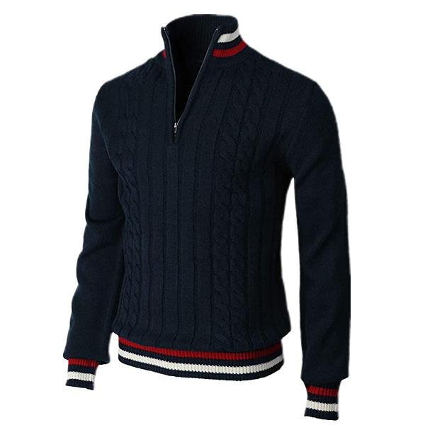 Men's casual slim pullover zipper sweater