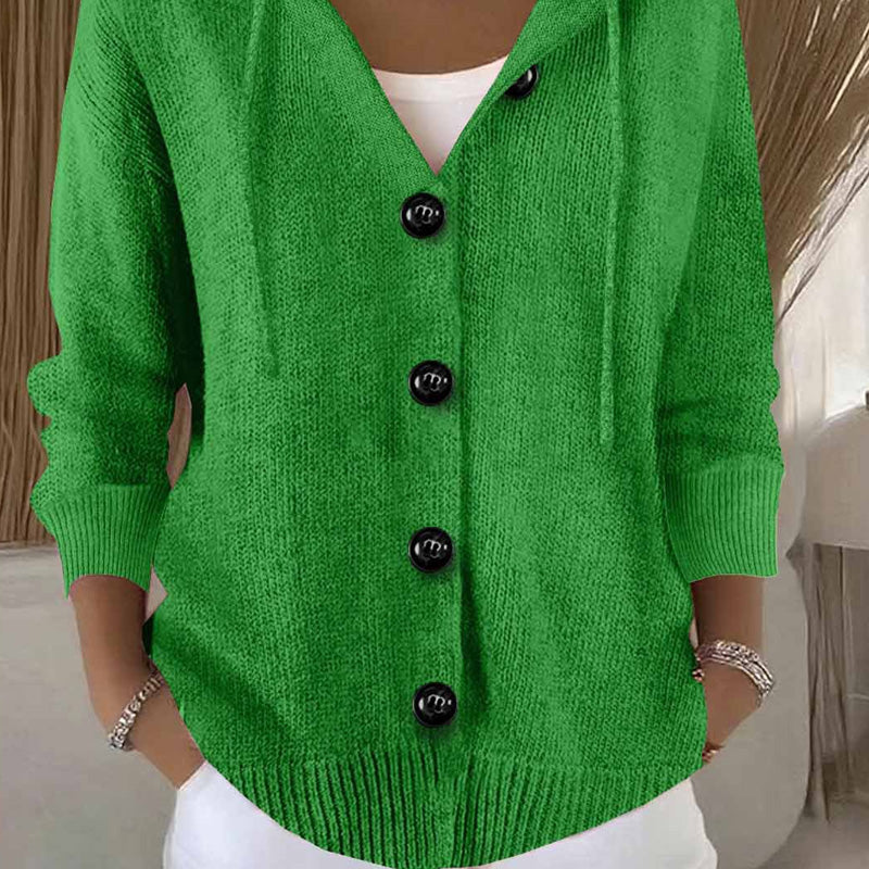 💕Solid Color Long-Sleeved Short Hooded Cardigan