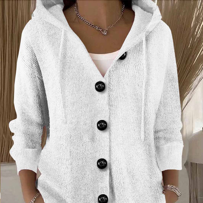 💕Solid Color Long-Sleeved Short Hooded Cardigan