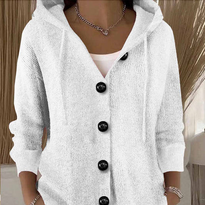 💕Solid Color Long-Sleeved Short Hooded Cardigan